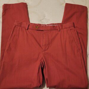 Brooks Brothers Milano Salmon Red Solid Chino Khakis Mens 32x32